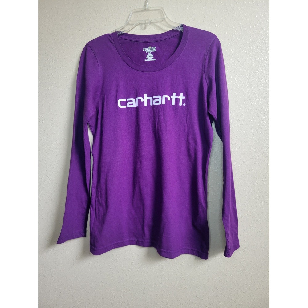 Carhartt Women Purple Long Sleeve Logo Graphic T-Shirt Sz M